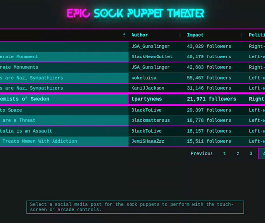 Epic Sock Puppet Theater dataset interface